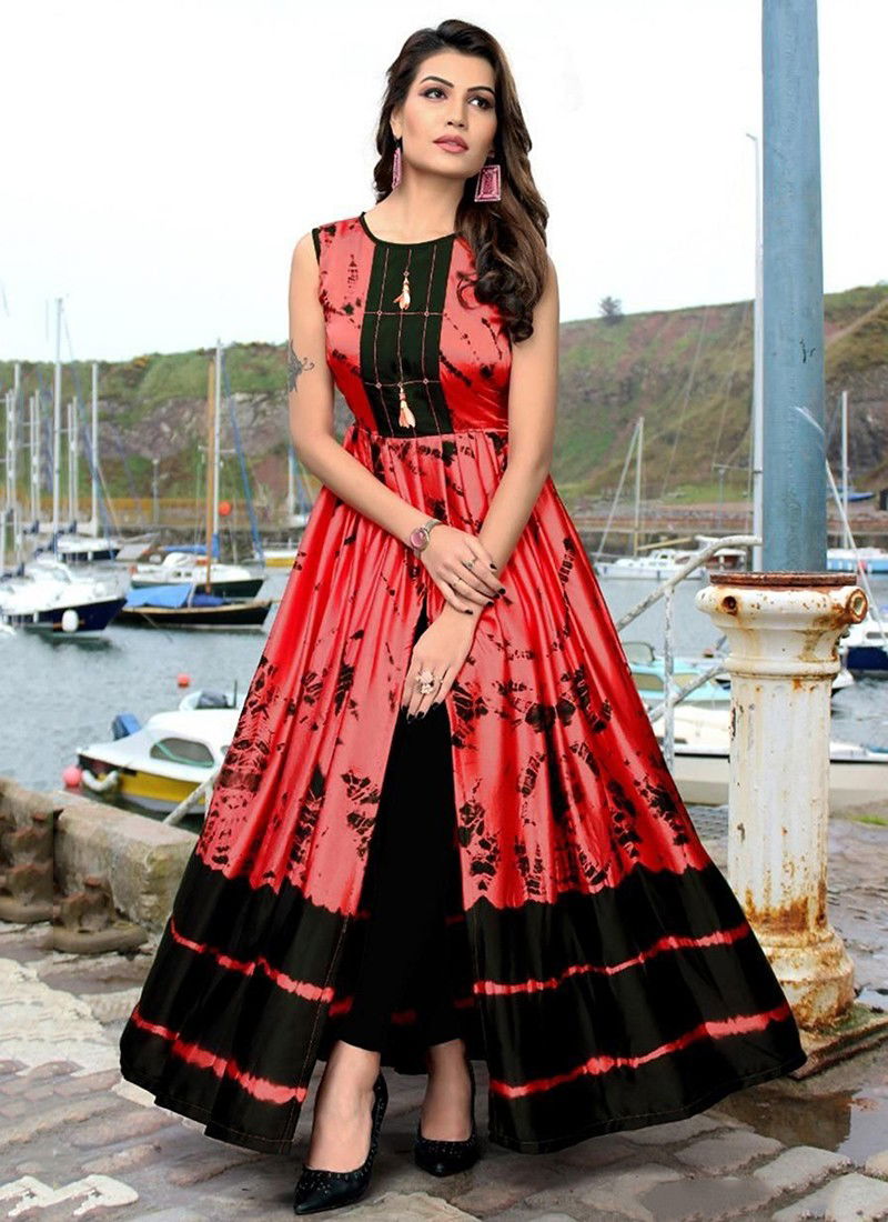 Pink And Black Colour Arya 3Dr Gown 2 Fancy Designer Festive Wear Japan Sating Digital Printed Stylish Gown Collection Arya 03